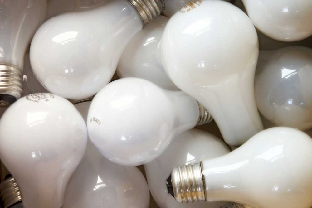 Montage close-up of incandescent light bulbs
